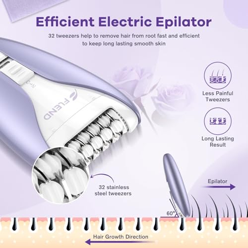 Silent Epilator for Women, 2-Speed Facial & Body Hair Remover, Smooth Glide Technology, for Face, Legs, Bikini & Arms