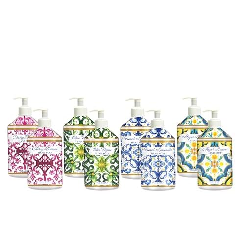 Home & Body Company Dolce Breeza Hand Soap 8 pack, 4 Scents - Cherry Blossom, Olive Thyme, French Lavender, Meyer Lemon, Pump Bottles, 21.5oz bottles