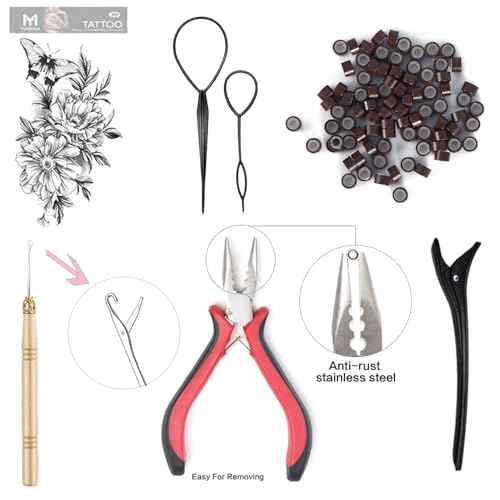 AMchoice Hair Tinsel Kit with Tools 12 Colors 3000 Strands Fairy Hair Tinsel Heat Resistant Sparkling Shiny Tinsel Hair Extensions 48 Inch Colorful Hair Tinsel strands Kit