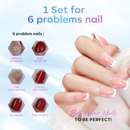 modelones Gel Top Coat, 15 ml 2025 Upgrade Super Shiny Base and Top Coat Set, Soak Off Nail Lamp Acid Free No Wipe Clear Base Top Gel Nail Polish