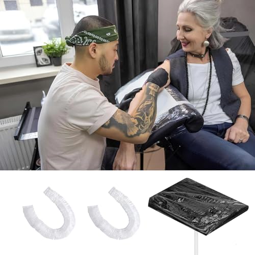 50 Pcs Disposable Tattoo Arm Rest Covers,Tattoo Table Covers Salon Tray Covers Elastic Tattoo Tray Cover Plastic Machine Cover Tattoo Equipment for Most Tattoo Machine Trays