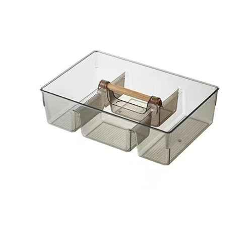RS ONE Cosmetic storage box | Large-capacity cosmetic box holder, suitable for countertop dressing table and bathroom table storage (Transparent gray)