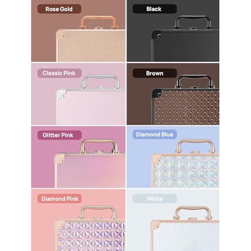 OMIRO Makeup Case, Makeup Bag with Light Up Mirror Set, Makeup Organizer Bag with Magnet Makeup Mirror for Women and Girls