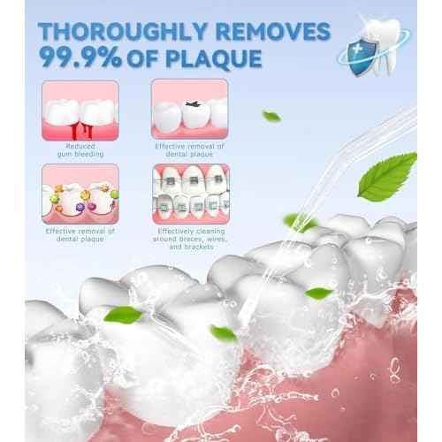 Water Dental Flosser for Teeth Cleaning with 1000ML Large Capacity and UV Storage, 10 Adjustable Pressure Electric Oral Irrigator with 7 Jet Tips, Gifts for Dental Health Seekers (Black)