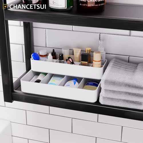 Stackable Drawer Organizer, 3 PCS Versatile Bathroom and Vanity Drawer Organizers Trays Makeup Organization and Storage Set for Lipstick, Lip Gloss, Nail Polish, Cosmetics, Skincare, Jewelry, White