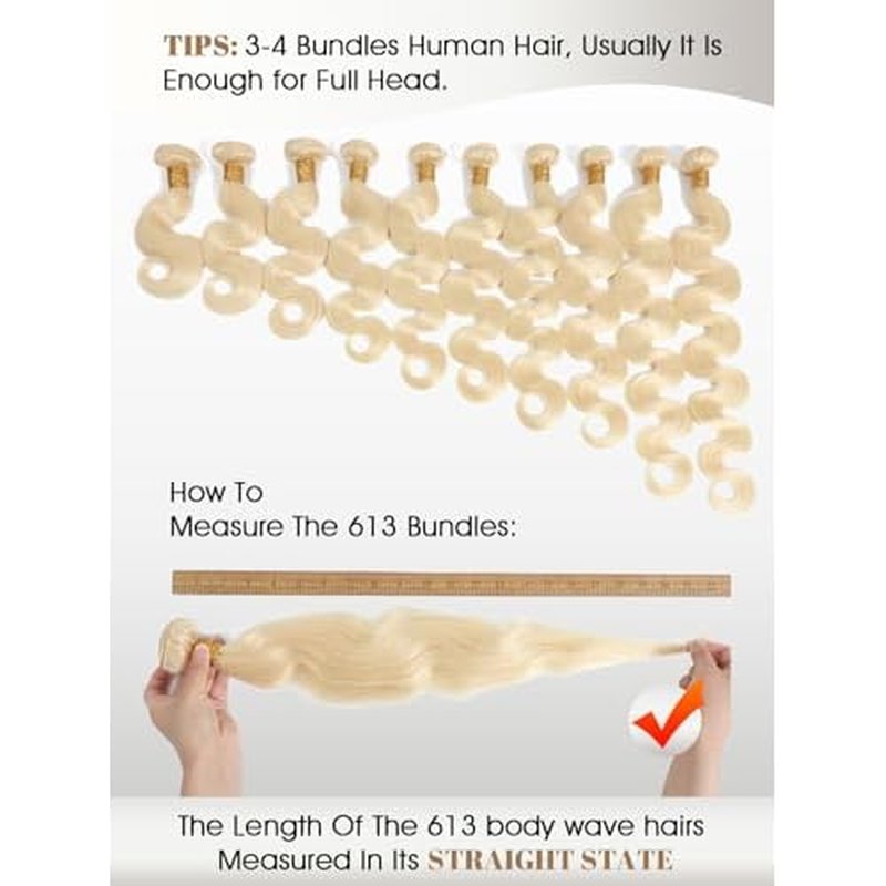 613 Blonde Body Wave Bundles Human Hair 26 Inch 613 Bundle 100% Unprocessed 12A Grade Brazilian Virgin Hair Bundles 1 Single Bundle Human Hair 613 Blonde Bundle