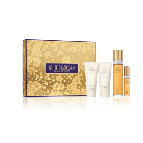 Elizabeth Taylor White Diamonds Eau de Toilette Set for Women, Moisturizing Body Shower Gel, Body Cream, Floral Scent, Spray Spray, Women's Fragrance, Based on Invigorating Notes