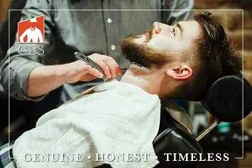 G.B.S Synthetic Bristle Ivory with Black Strip Shaving Brush, use with any Soap and Cream, Compliments All Razors and Mugs