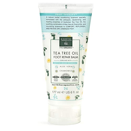 Earth Therapeutics Tea Tree Oil Foot Balm ? Australian Tea Tree Oil w/Aloe Vera & Chamomile ? Hydrates, Softens & Conditions Dry Cracked Feet, Heel and Calluses ? Soothe Irritated Skin ? 6 Oz