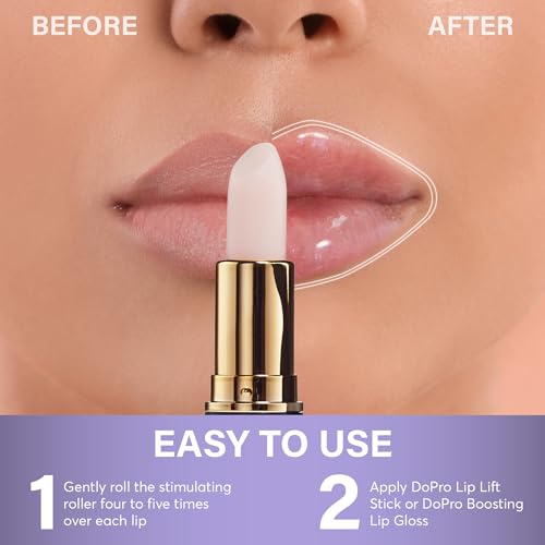 Plumping Lipstick with Stimulating Roller for Maximum Absorption and Long-Lasting Results ? Lip Gloss with Hyaluronic Acid, Collagen, Vitamins C & E ? Volumizing and Hydrating Lip Plumping Serum ? 5ml