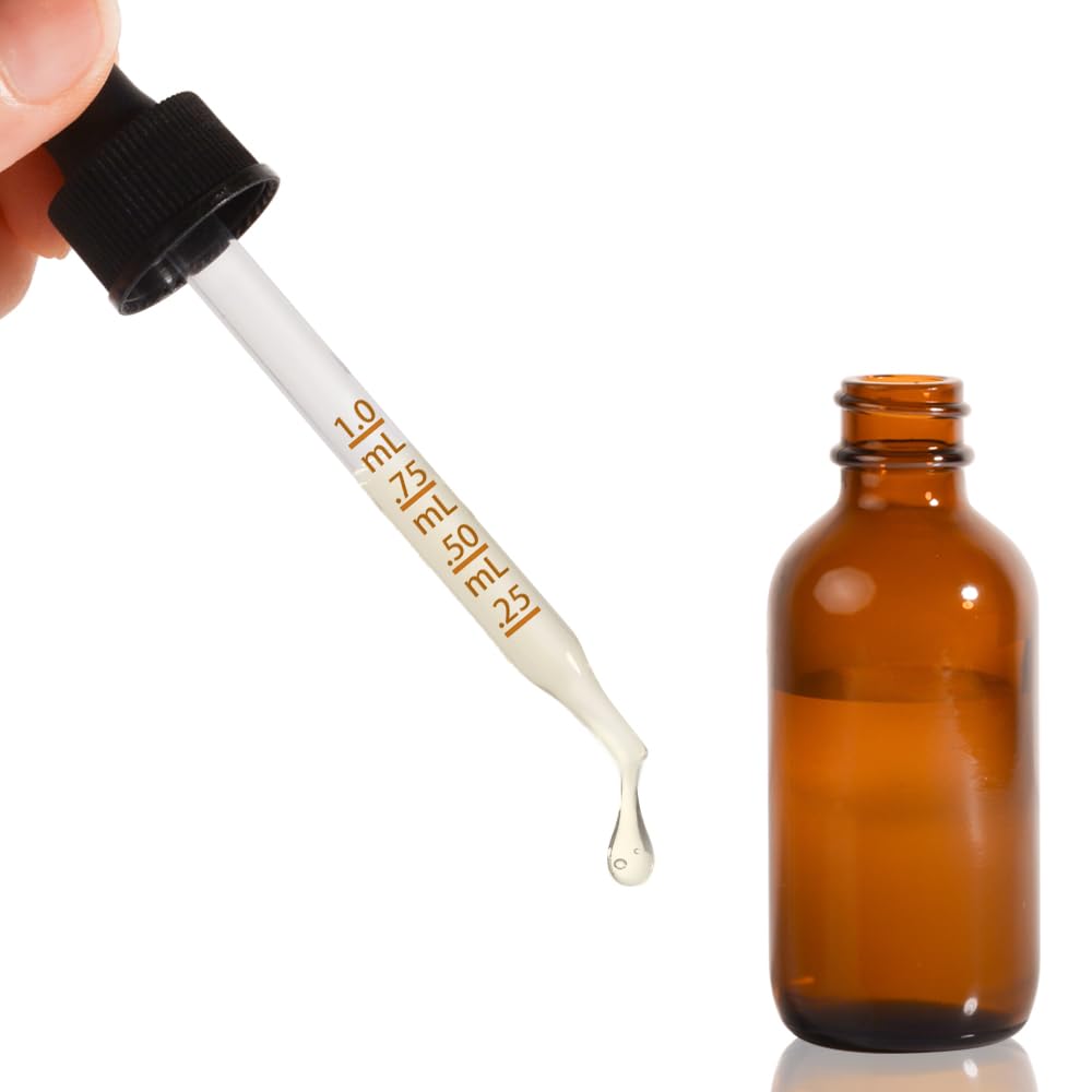 StellaCare 24 Pack, 2oz Glass Dropper Bottle Oil Bottles for Hair, Tincture Bottles with Dropper, Glass Bottle with Dropper