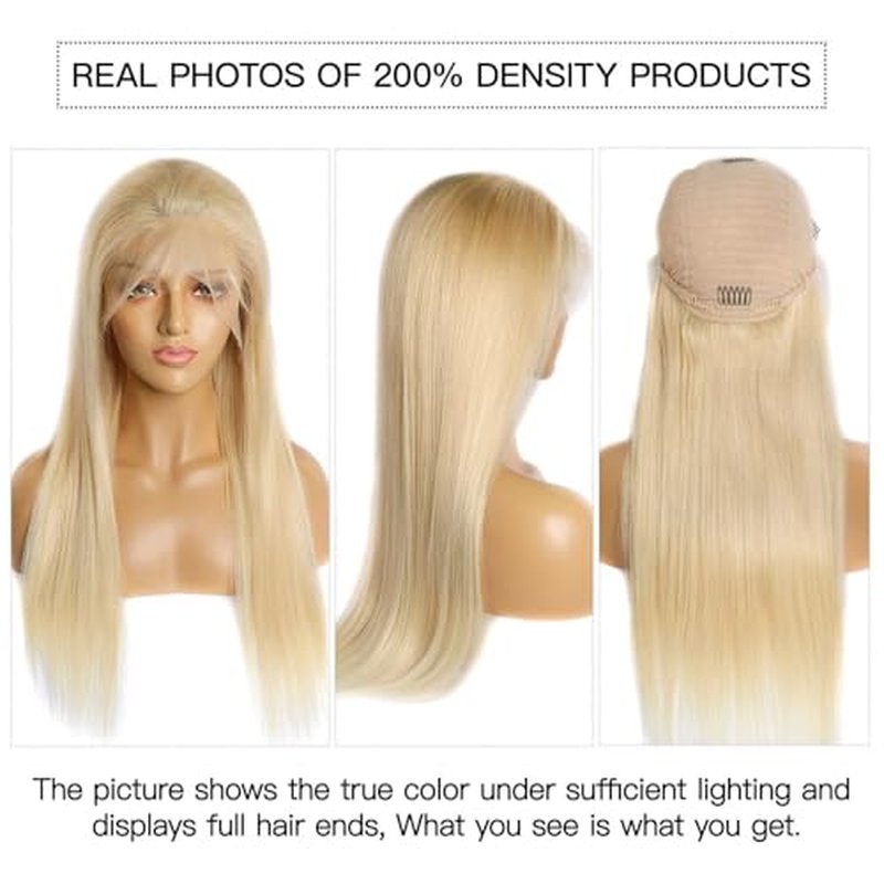 IWISH 613 13x6 Lace Front Wig Human Hair 18 Inches 200% Density Blonde Straight HD Transparent Lace Frontal Human Hair Wigs Pre Plucked for Women
