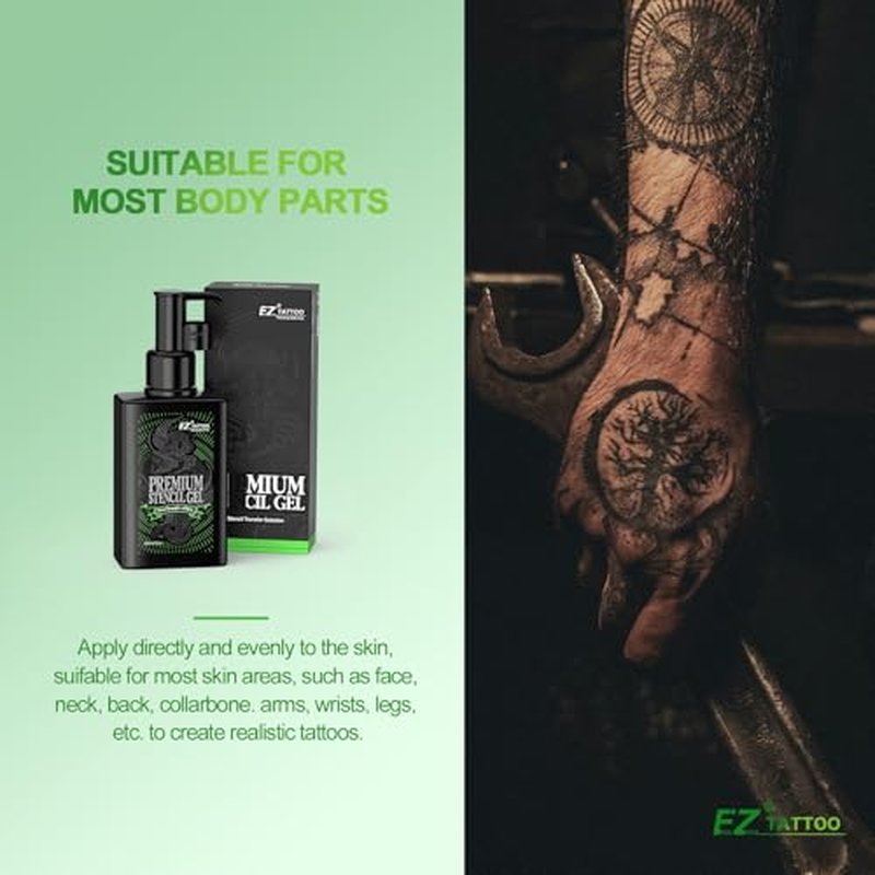 EZ Tattoo Stencil Gel - 5OZ Mild Skin-Friendly Tattoo Transfer Gel, Skin Solution Gel, Stencil Stuff Cream for Transfer Stickers Paper Supplies Accessories