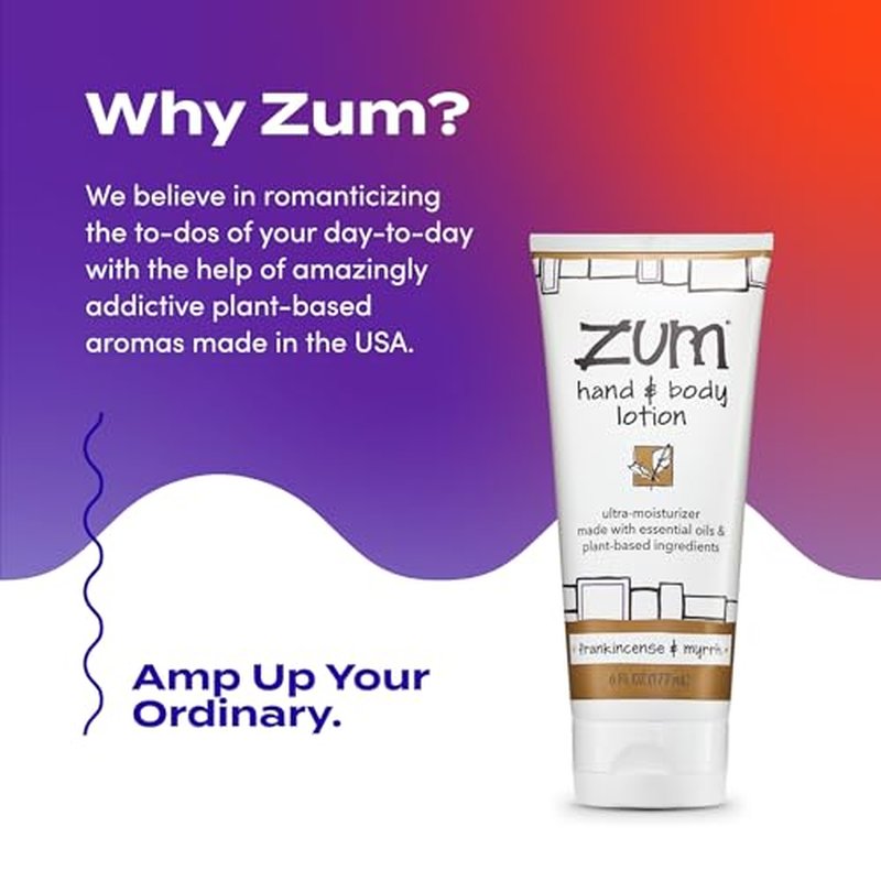 Zum Indigo Wild Hand & Body Lotion - Natural Hand Lotion for Dry Hands - Body Lotion for Women & Men - Body Moisturizers Include Shea Butter - Frankincense & Myrrh Scent - 6 fl oz (2 Pack)