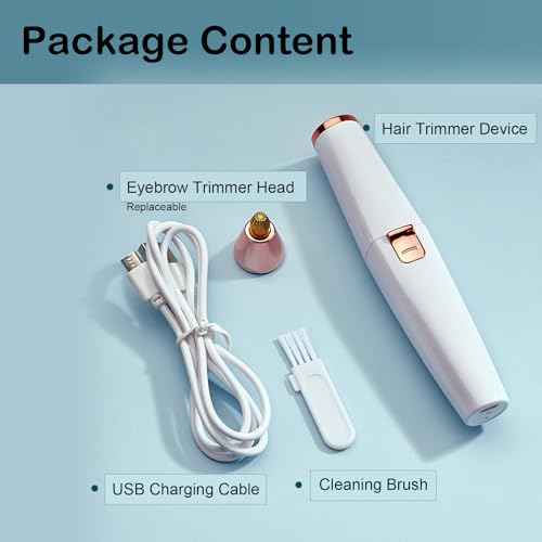 Eyebrow Facial Trimmer for Women - 2 in 1 Rechargeable Face Eye Brow Shaver - Face Remover Peach Fuzz Painless Facial Removal Built-in LED Light for Lips Arm Nose Hair Bikini Line Body (Pink)