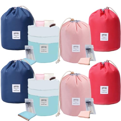 INVODA Drawstring Cosmetic Bag 8PCS Travel Makeup Bag for Women Toiletry Bag Portable Drawstring Make up Organizer Bag for Travel (8PCS)