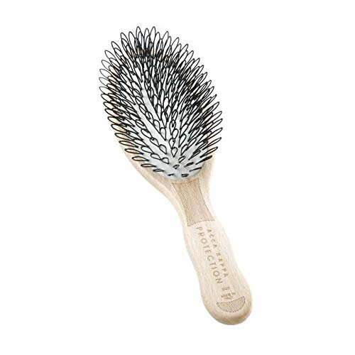 ACCA KAPPA Protection Oval Beech Wood Brush ? Looped Nylon Bristles for Delicate Hair