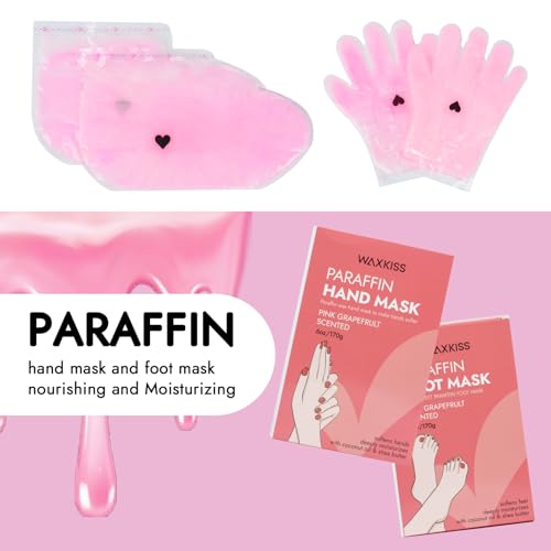 Paraffin Hand Mask & Paraffin Foot Mask, 1Pair Each, Moisturizing Gloves Soften Your Hands and feet in 10-Minute Hydration Softening (Red)