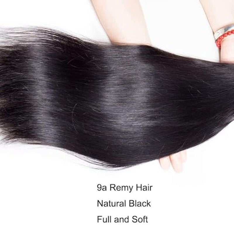 Straight Bundles Human Hair 34 inch 100% Unprocessed Brazilian Straight Hair Bundles 12A Remy Virgin Retain the Intact Cuticle, Long Lifespan
