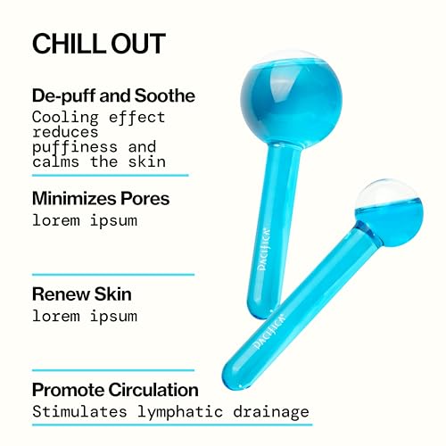 Pacifica Ice Roller Cryo Globes ? Cooling Glass Facial Massager for Face, Eyes & Neck ? Cold Therapy Beauty Tool for Puffy Eyes, Dark Circles, Redness, Wrinkles ? Skin Care Gift for Women & Men