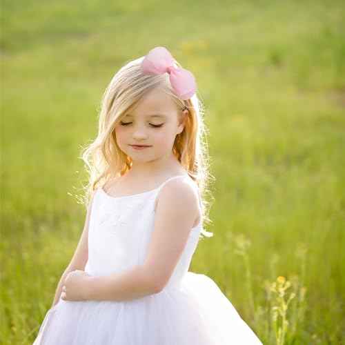 Bow Hairband Soft Elastic Lace Bowknot Headband for Women and Girls, Perfect Hair Accessories for Party and Cosplay (Pale Pink)