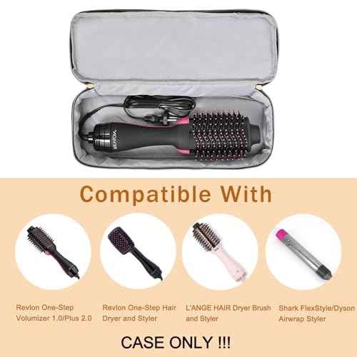 Travel Carrying Case Compatible with Revlon One-Step Hair Dryer Brush/Volumizer/Styler/Hot Tools,Double-Layer Storage Organizer Bag Compatible for Shark FlexStyle/Dyson Airwrap Styler,Black(Bag Only)