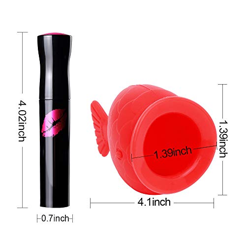 Lip Plumper Device+Lip Plumper Gloss Set,Fish Shape Lip Plumping Tool Kit,Lip Enhancer Chemical Way+Physical Way Natural Pout Mouth Tool Lip Care Serum Lip Balm Sexy Big Lip Moisturizing Lip Plumping
