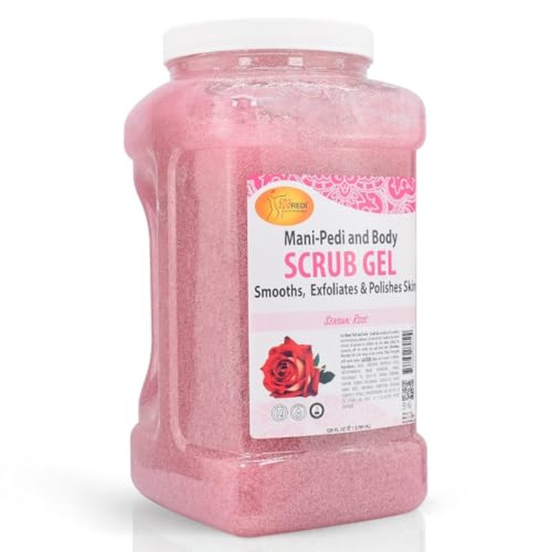 SPA REDI ? Sensual Rose Pumice Scrub Gel, Exfoliating, Hydrating & Nourishing, Infused with Hyaluronic Acid, Amino Acids, Panthenol and Comfrey Extract for Glowy Smooth Skin ? 128oz Gallon