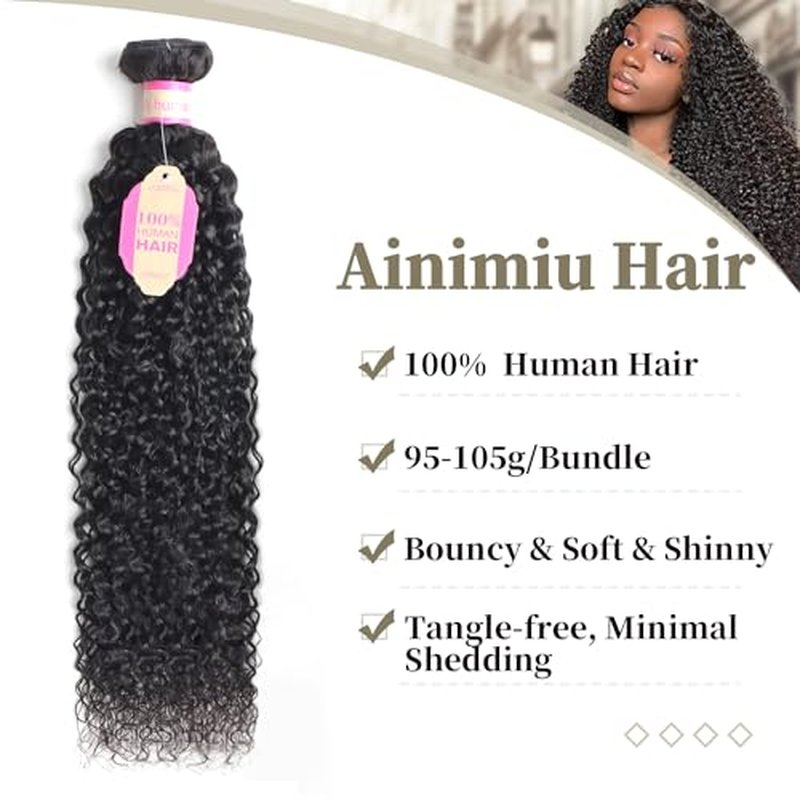 Curly Wave Human Hair 4 Bundles Brazilian Raw Virgin Hair Weave Bundles Jerry Curly Wet And Wavy 12A Grade Unprocessed Human Hair Extensions Natural Black 12 14 16 18 inch 100g/pc