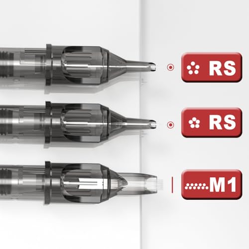 Solong Tattoo Cartridge Needles (50PCS Mixed RL RS M1) 10 Sizes, Tatttoo Needles #12 0.35mm Standard Disposable Tattoo Cartridges with Membrane Assorted Size Round Liner/Round Magnum EN07-50KIT-B