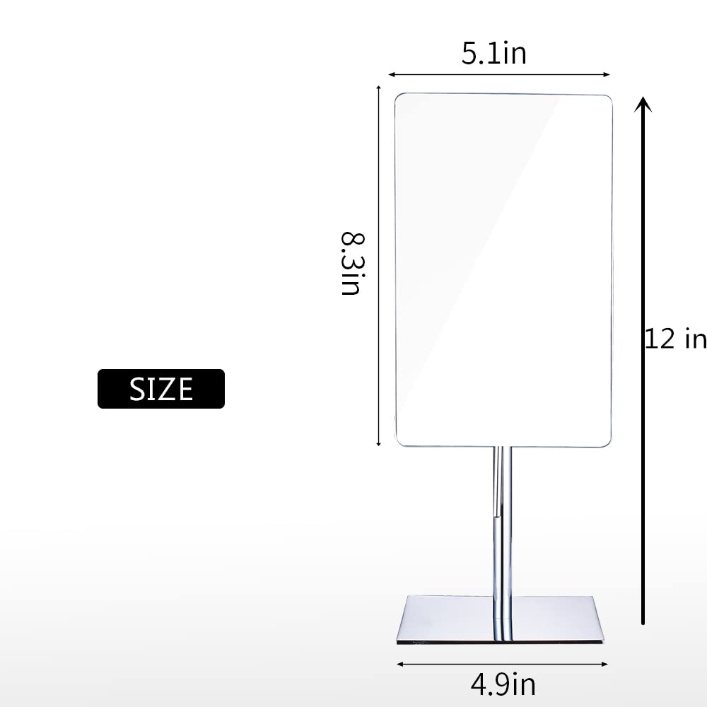 Gecious Table Standing Rectangular Vanity Makeup Mirror with 3X Magnification, Made of 304 Stainless Steel, for Hotel Bathroom Polished Chrome