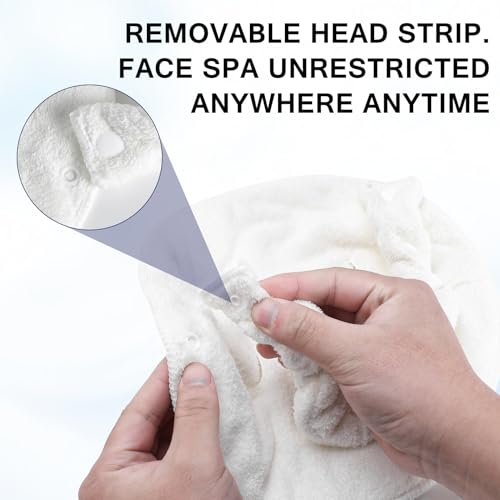 Face Steam Towel with Headband. Reusable Facial Steamer Spa Towels for Women Girls. 2-in-1 Care. Steam Serum Cream Absorption. Cool Calming Moisturizing