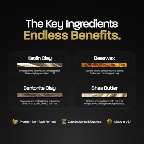 BASED Hair Clay for Men, Premium Hair Clay with Strong Hold, Texturizing Finish, & Low Shine, Hair Styling for Medium, Thick, Straight, or Wavy Hair, Santal Sandalwood Fragrance (3oz Pack of 1)