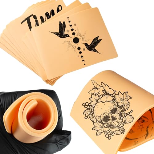 3MM Fake Skin Tattoo Practice Skins - 10pcs, 5.9x7.87" - Silicone, Thick, Piel Sintetica para Tatuar