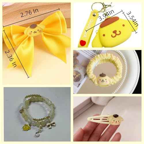 117Pcs Kawaii Stuff Gifts Set Include Headband,Pouch, Hair Band, Hair Ties & Clips, Hairpin, Stickers, Necklace,Bracelet, Keychain(Yellow)