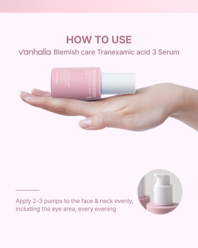 V'anhalla Blemish Care Tranexamic Acid 3 Serum 1.01 fl.oz. | Vegan, Dark Spot Corrector, Pore Care, Lightweight Daily Serum