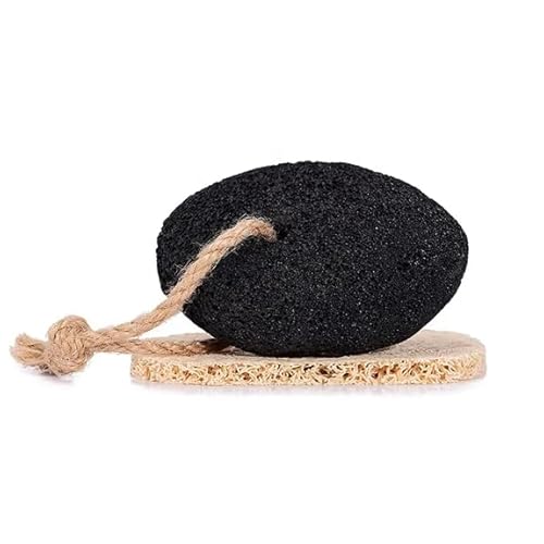 Pumice Stone Foot and Hand Scrubber - Natural Lava Stone for Callus Remover, Foot Exfoliation, Hand Scrub, Pedicure Tool, Dry Skin Remover, Promote Healthy Foot and Hand Care (Black)