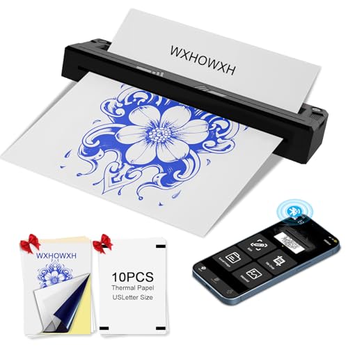 Tattoo Stencil Printer Machine for Tattoo Artists&Beginners,2026 New termocopiadora Tattoo with 10pcs of Tattoo Transfer Paper,Portable Wireless Bluetooth Printer Compatible with Phone&PC