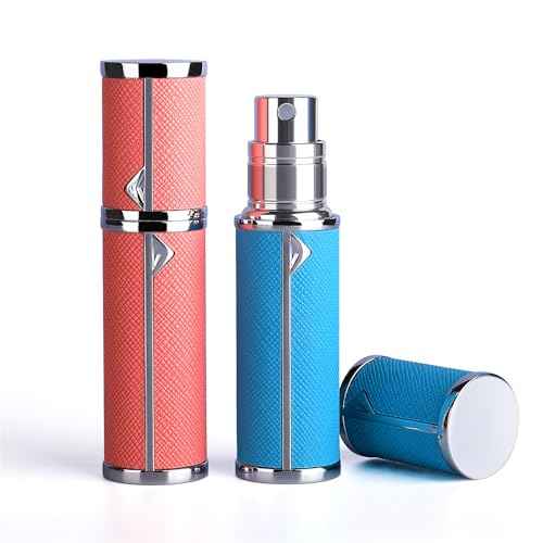 2pcs Travel Perfume Bottle Refillable, Cologne Travel Size Atomizer Bottle,Refill Perfume Dispenser Container,Mini Spray Pump Scent Case For Men And Women, 5ml (Sky Blue & Pink)