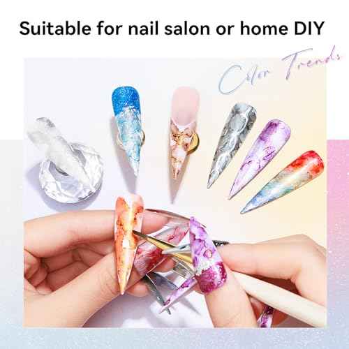 MIZHSE Marble Nail Polish Set, 12 Colors Marble Ink for Nails Glitter Effect Nail Ink Blooming Gel Watercolor Nail Polish for Nail Art Design Manicure at Home