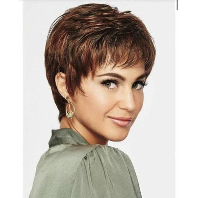 Raquel Welch Winner Pixie Boy Cut Short Wig by Hairuwear, Large Cap, R830 Ginger Brown