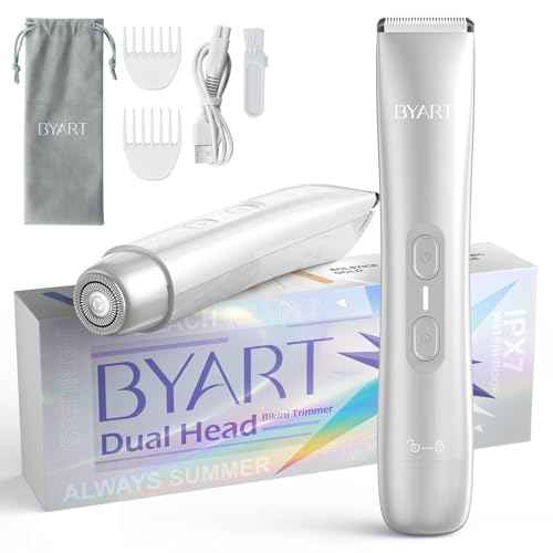 Dual Head Bikini Trimmer for Women - Electric Razor for Body & Facial Hair, IPX7 Waterproof, Painless Ceramic Blade, Rechargeable, Wet & Dry Use, Travel-Friendly, Gift for Her(White)