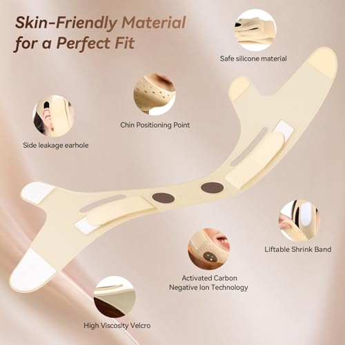 Reusable V Line Silicone Face Strap, Soft Silicone Chin Strap for Women 23-27 Inches (Skin yellow)