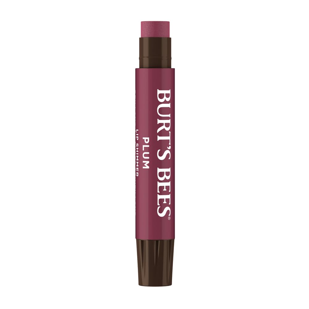 Burt's Bees Lip Shimmer - 100% Natural Moisturizing Lip Color in Plum | 1 Tube