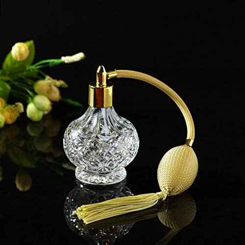 H&D HYALINE & DORA H&D Charming Clear Checked Carved Glass Empty Refillable Perfume Bottle with Spray Atomizer