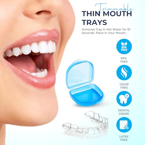 Moldable Teeth Whitening Trays - 4 Pcs Trays with 2 Pcs Cases - Compatible with Opalescence Teeth Whitening Gel