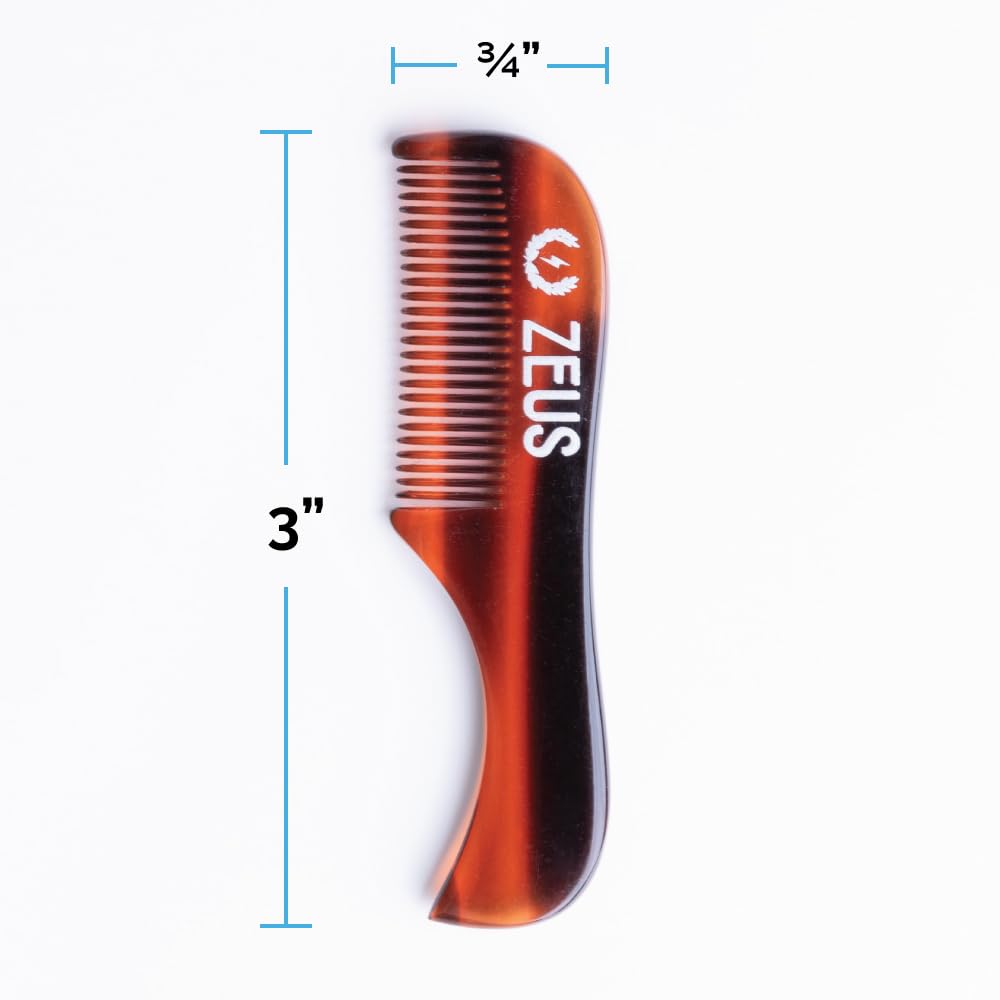 ZEUS Handmade Saw-Cut Mustache Comb for Men, 3 Pack Grooming Pocket Combs