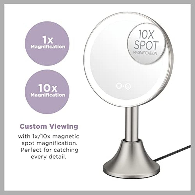 Conair Lighted Makeup Mirror, LED Vanity Mirror, 1X/10X Magnifying Mirror with Handheld Feature, Corded or Cordless in Brushed Nickel