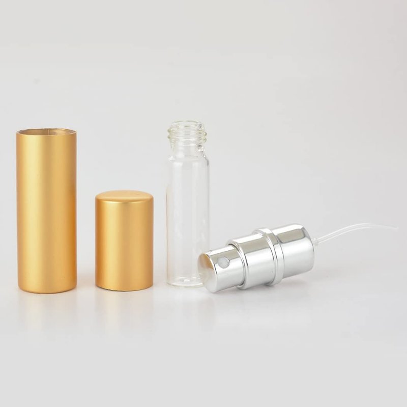 Portable 10ML Travel Perfume Atomizer Spray Bottles - 20 Pack Metal Gold Set