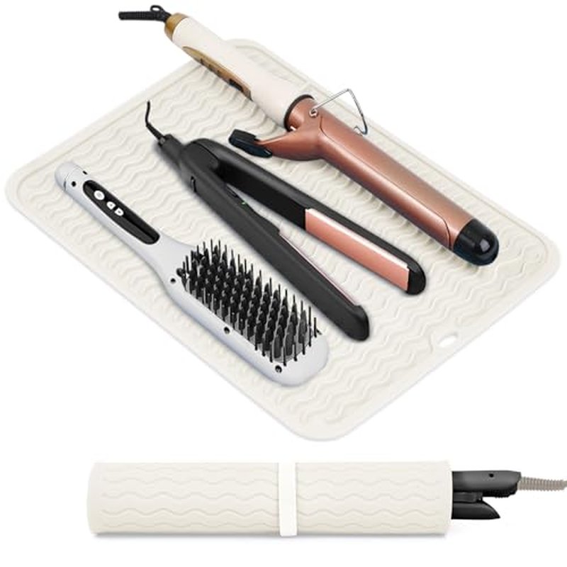 Oversize Silicone Heat Resistant Mat, Portable Travel Mat Cover for Curling Irons, Flat Irons, Hair Straightener and Hot Hair Styling Tools(14.2" x 11")